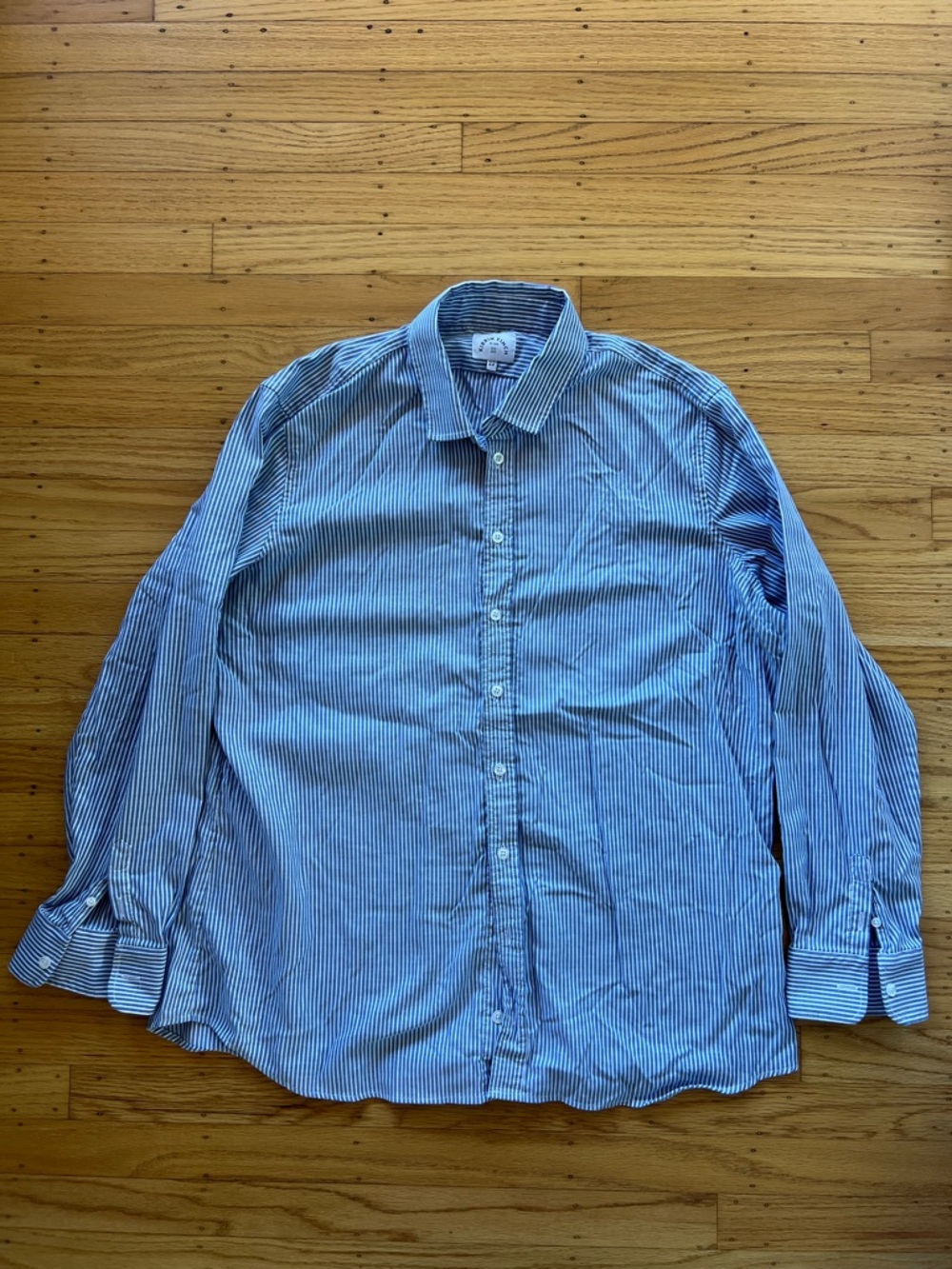 Kirrin Finch Blue White Striped Button Shirt Made In Italy Size 22